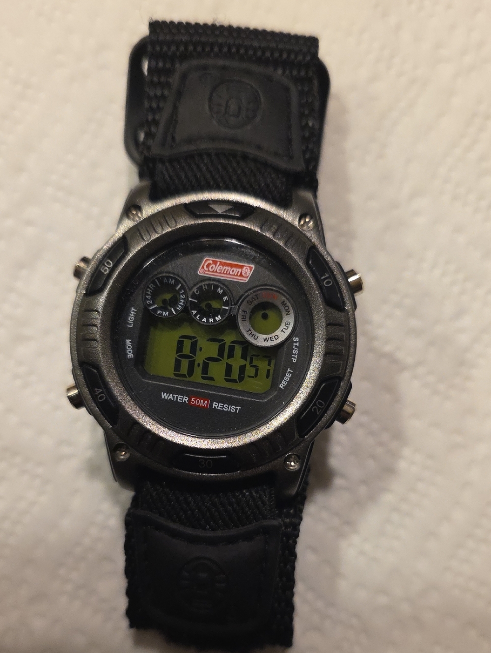 Coleman Black Digital Outdoor Stopwatch Watch with Green LCD